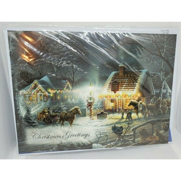 Christmas Greetings Terry Redlin Detailed Art Decorative Greeting Card - Picture 2 of 9